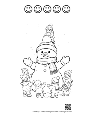 Thumbnail: Cute Snowman Snowflakes Printable and 5 Happy Face Outline