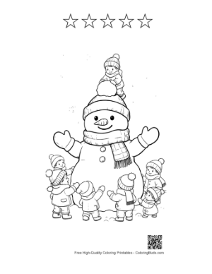 Thumbnail: Cute Snowman Snowflakes Printable and 5 Star Outline