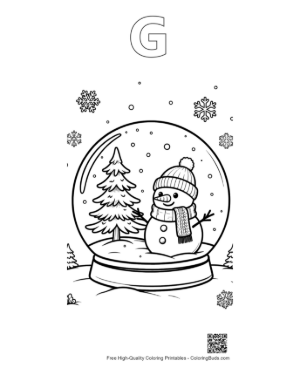 Thumbnail: Cute Snowman Snowflakes Printable Outline Alphabet G