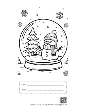 Thumbnail: Cute Snowman Snowflakes Printable with Title and Artist Box