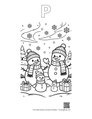 Thumbnail: Download Snowman Snowflakes Printable Outline Alphabet P