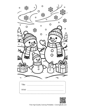 Thumbnail: Download Snowman Snowflakes Printable with Title and Artist Box