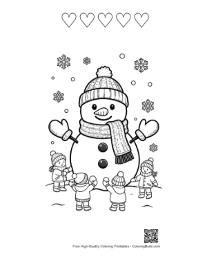 Thumbnail: Easy Snowman Snowflakes Coloring Page Printable and 5 Heart Outline