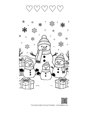 Thumbnail: Snowman Snowflakes Coloring Page Printable and 5 Heart Outline