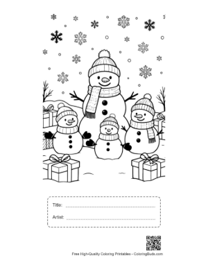 Thumbnail: Snowman Snowflakes Coloring Page Printable with Title and Artist Box