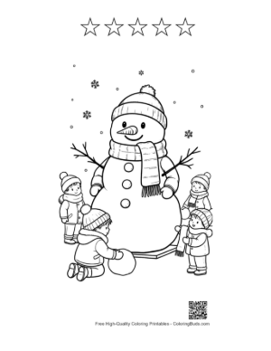 Thumbnail: Snowman Snowflakes Coloring Sheet Printable and 5 Star Outline