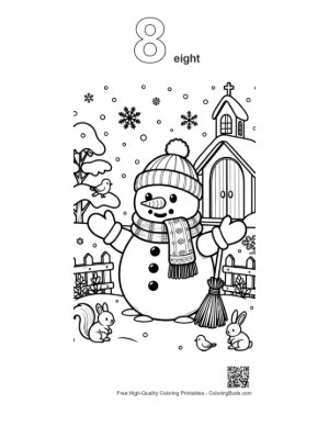 Thumbnail: Snowman Snowflakes for Kids Printable Outline Number 8