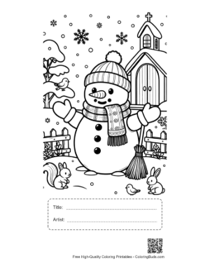 Thumbnail: Snowman Snowflakes for Kids Printable with Title and Artist Box