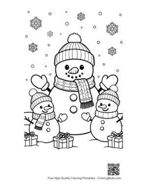 Thumbnail: Snowman Snowflakes to Color Printable