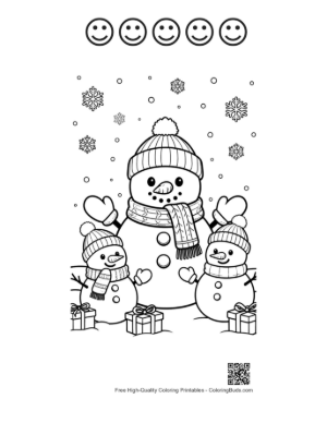 Thumbnail: Snowman Snowflakes to Color Printable and 5 Happy Face Outline
