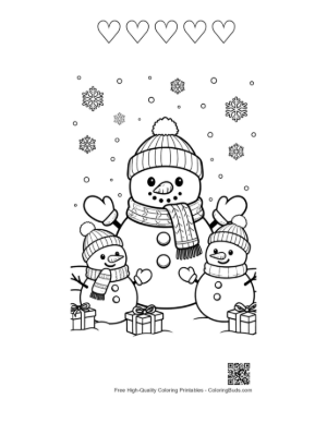 Thumbnail: Snowman Snowflakes to Color Printable and 5 Heart Outline