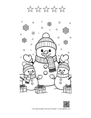 Thumbnail: Snowman Snowflakes to Color Printable and 5 Star Outline