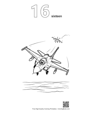 Thumbnail: Action-Packed Scene of Jets Flying Over the Sea Printable Outline Number 16