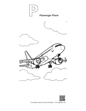 Thumbnail: Airbus Passenger Plane Soaring Through Clouds Printable Outline Alphabet P Passenger Plane