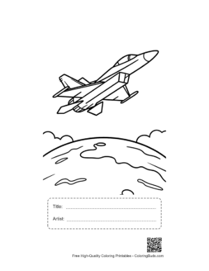 Thumbnail: Combat Aircraft Soaring Over the Curve of the Planet Printable with Title and Artist Box