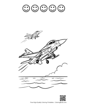 Thumbnail: Cute Fighter Jet Printable and 5 Happy Face Outline