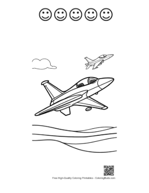 Thumbnail: Download Fighter Jet for Kids Printable and 5 Happy Face Outline