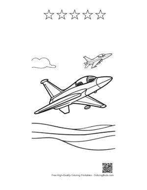 Thumbnail: Download Fighter Jet for Kids Printable and 5 Star Outline