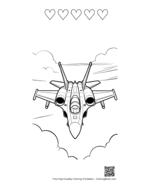 Thumbnail: Dual Engine Air Superiority Fighter Jet Sketch for Kids Printable and 5 Heart Outline