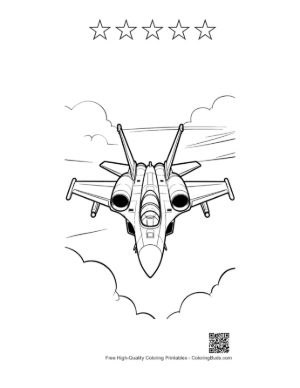 Thumbnail: Dual Engine Air Superiority Fighter Jet Sketch for Kids Printable and 5 Star Outline