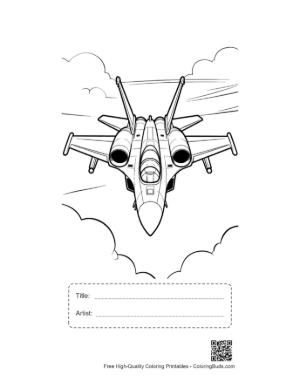 Thumbnail: Dual Engine Air Superiority Fighter Jet Sketch for Kids Printable with Title and Artist Box