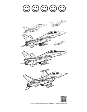Thumbnail: Dynamic Fighter Jet Outline Drawings Printable and 5 Happy Face Outline