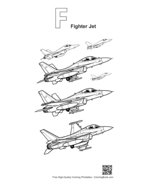 Thumbnail: Dynamic Fighter Jet Outline Drawings Printable Outline Alphabet F Fighter Jet