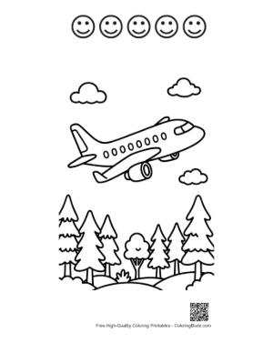 Thumbnail: Easy Passenger Plane Printable and 5 Happy Face Outline