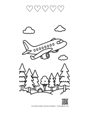 Thumbnail: Easy Passenger Plane Printable and 5 Heart Outline