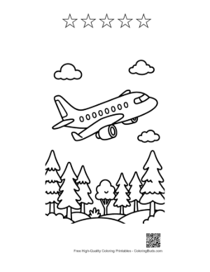 Thumbnail: Easy Passenger Plane Printable and 5 Star Outline