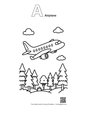 Thumbnail: Easy Passenger Plane Printable Outline Alphabet A Airplane