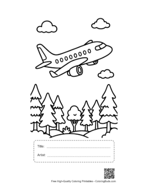 Thumbnail: Easy Passenger Plane Printable with Title and Artist Box