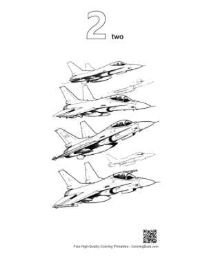 Thumbnail: F-16 Fighter Jet Sequence in Flight Printable Outline Number 2