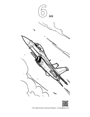 Thumbnail: Fighter Jet Coloring Sheet Printable Outline Number 6