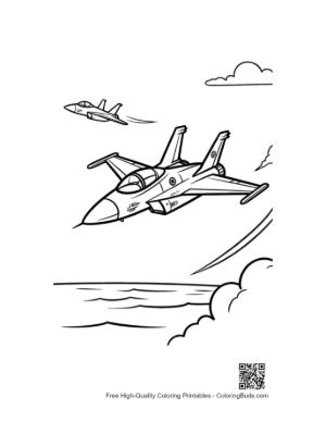 Thumbnail: Fighter Jet Flying Low Over the Ocean Surface Printable