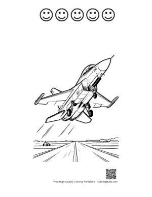 Thumbnail: Fighter Jet for Kids Printable and 5 Happy Face Outline