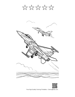 Thumbnail: Fighter Jet for Kids Printable and 5 Star Outline
