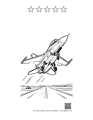 Thumbnail: Fighter Jet for Kids Printable and 5 Star Outline