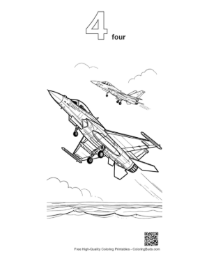 Thumbnail: Fighter Jet for Kids Printable Outline Number 4