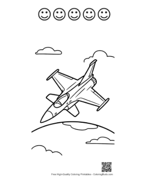 Thumbnail: Free Fighter Jet Coloring Sheet Printable and 5 Happy Face Outline