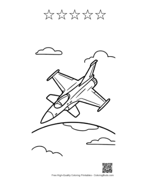 Thumbnail: Free Fighter Jet Coloring Sheet Printable and 5 Star Outline