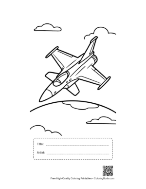 Thumbnail: Free Fighter Jet Coloring Sheet Printable with Title and Artist Box