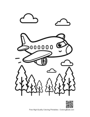 Thumbnail: Friendly Commercial Jet Flying Over a Mountain Forest Printable