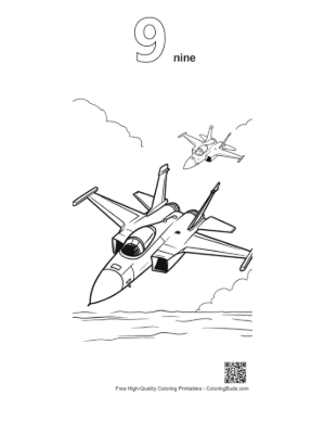 Thumbnail: Lead Fighter Jet Guiding Others Through the Sky Printable Outline Number 9
