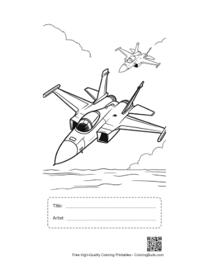 Thumbnail: Lead Fighter Jet Guiding Others Through the Sky Printable with Title and Artist Box