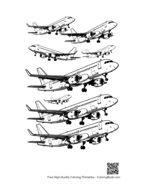 Thumbnail: Lineup of Sleek Passenger Planes Taking Off