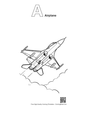 Thumbnail: MiG-29 Fighter Jet Soaring Skyward Printable Outline Alphabet A Airplane