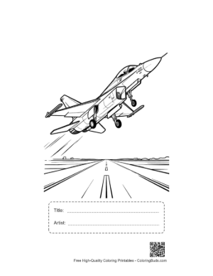Thumbnail: Modern Military Plane Preparing for Lift Off at Sunset Printable with Title and Artist Box