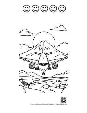 Thumbnail: Passenger Plane Coloring Page Printable and 5 Happy Face Outline