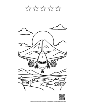 Thumbnail: Passenger Plane Coloring Page Printable and 5 Star Outline
